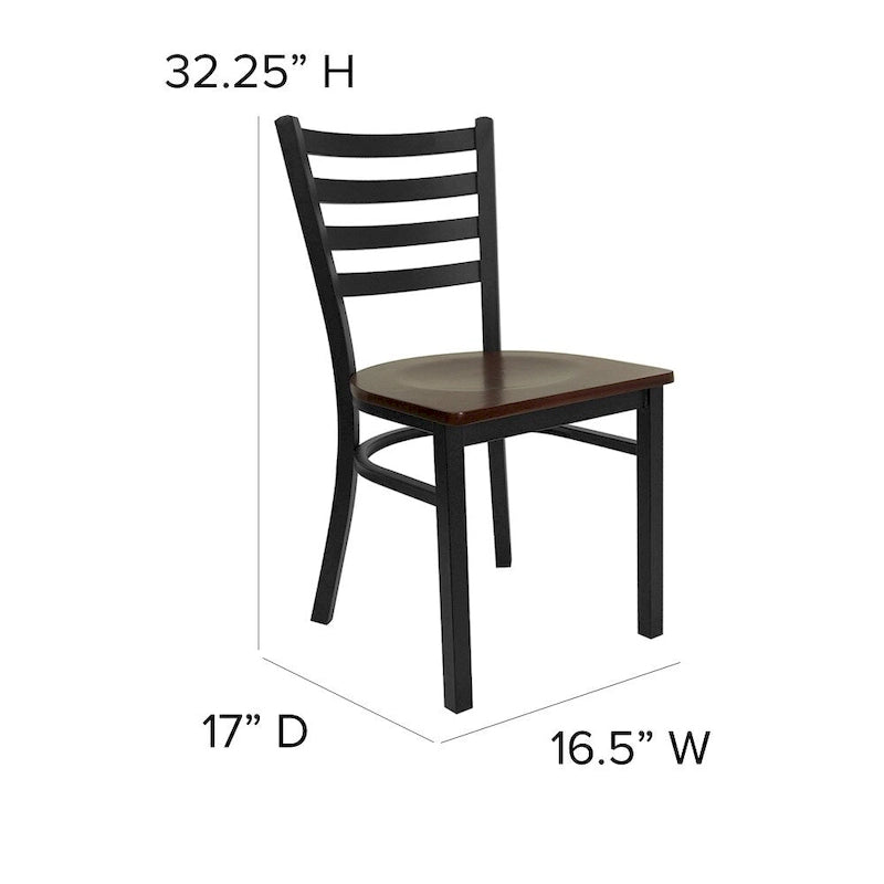 Chaise de restaurant en métal à dossier échelle - 16,5L x 17P x 32,25H