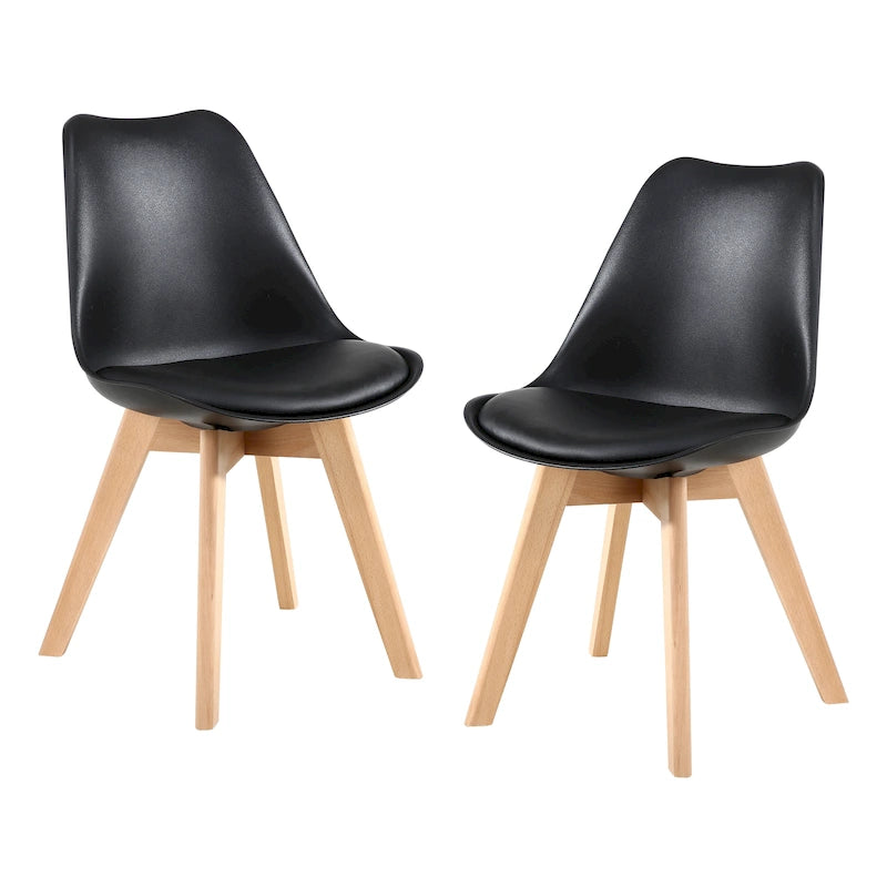 Chaise de salle à manger avec pieds en bois, sans roulettes