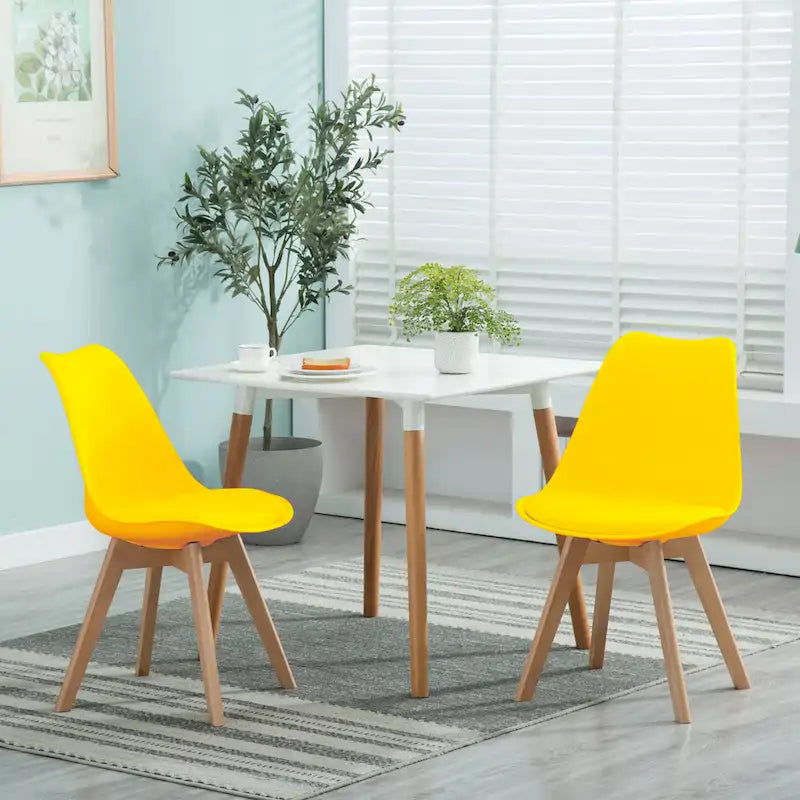 Chaise de salle à manger avec pieds en bois, sans roulettes