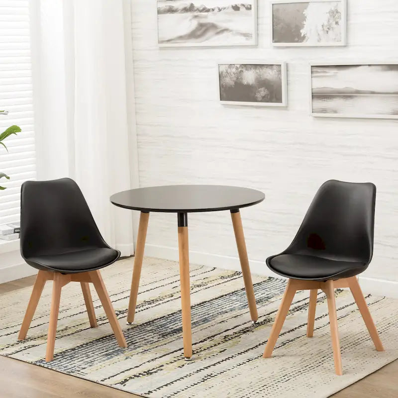 Chaise de salle à manger avec pieds en bois, sans roulettes