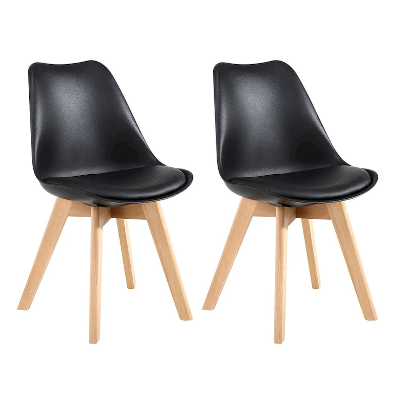 Chaise de salle à manger avec pieds en bois, sans roulettes