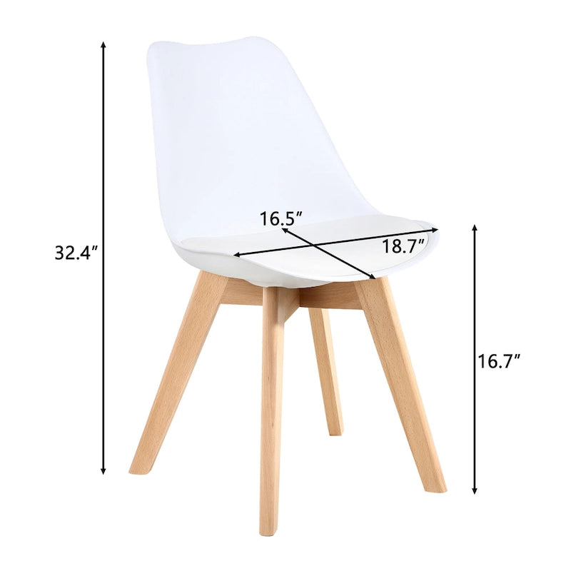 Chaise de salle à manger avec pieds en bois, sans roulettes