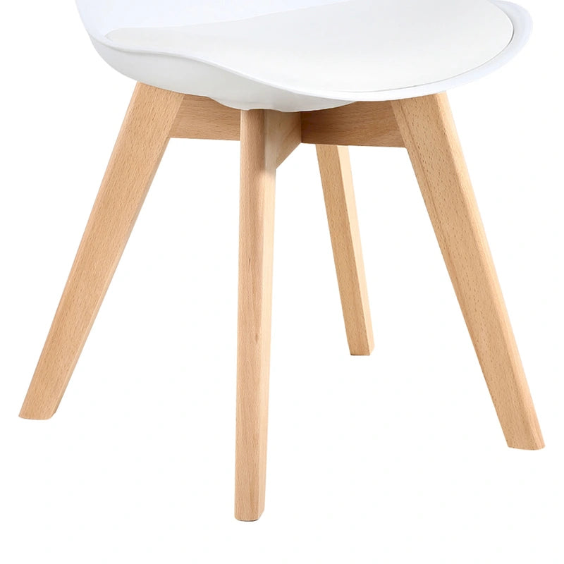 Chaise de salle à manger avec pieds en bois, sans roulettes