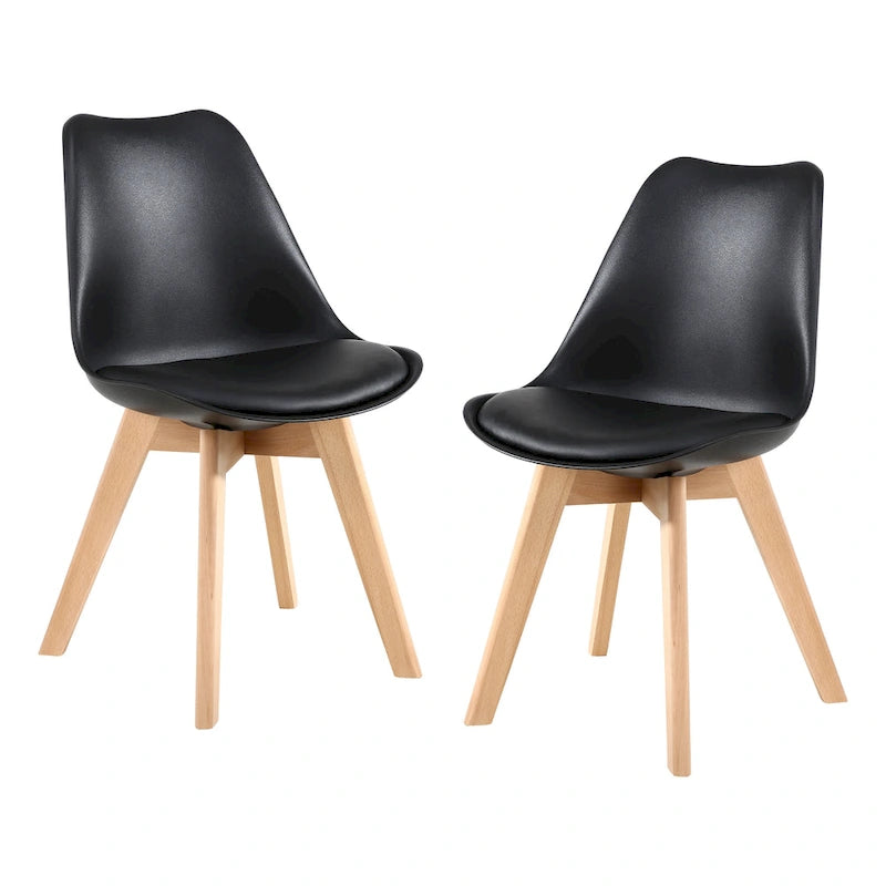 Chaise de salle à manger avec pieds en bois, sans roulettes