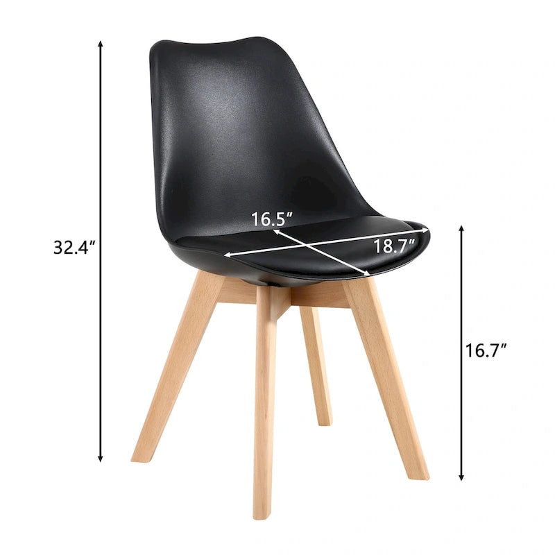 Chaise de salle à manger avec pieds en bois, sans roulettes