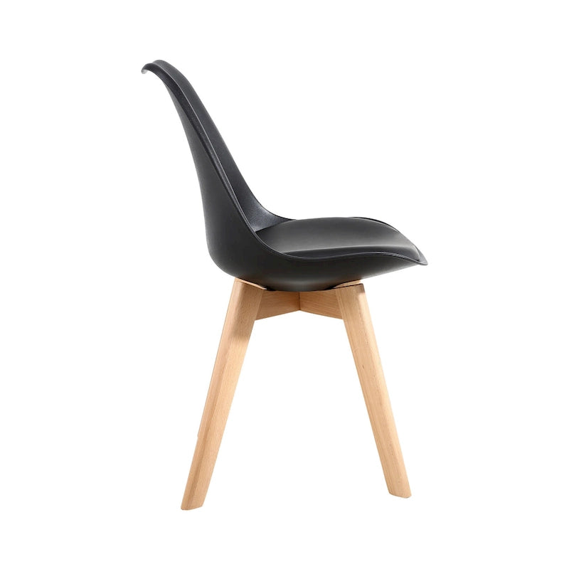 Chaise de salle à manger avec pieds en bois, sans roulettes