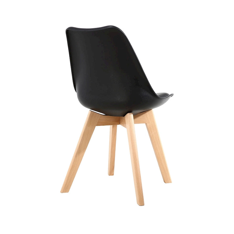 Chaise de salle à manger avec pieds en bois, sans roulettes