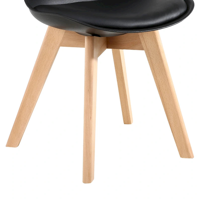 Chaise de salle à manger avec pieds en bois, sans roulettes