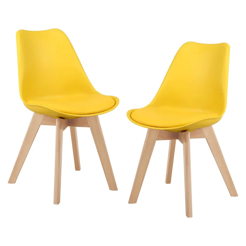 Chaise de salle à manger avec pieds en bois, sans roulettes