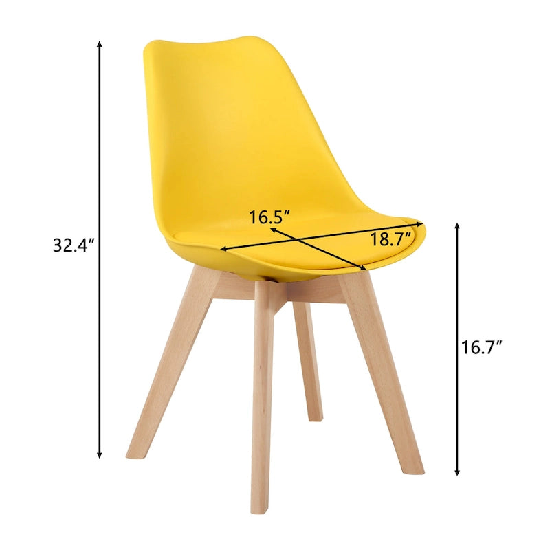 Chaise de salle à manger avec pieds en bois, sans roulettes