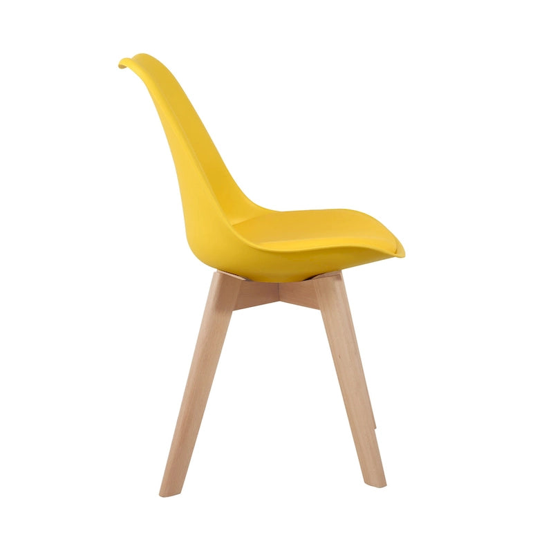 Chaise de salle à manger avec pieds en bois, sans roulettes