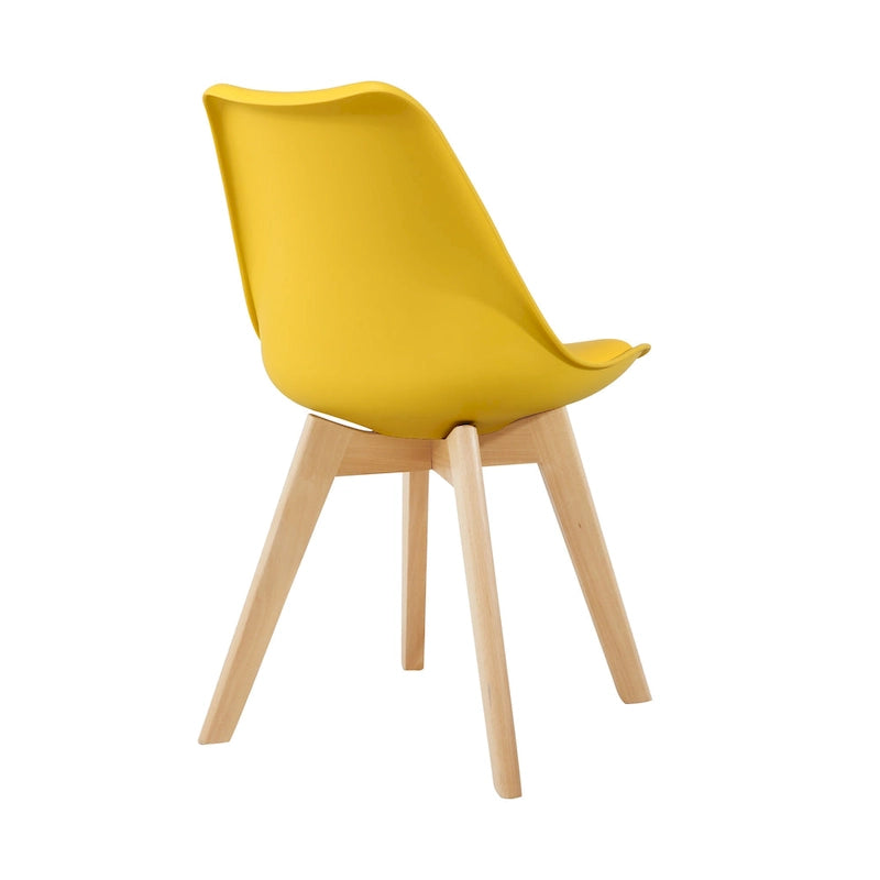 Chaise de salle à manger avec pieds en bois, sans roulettes