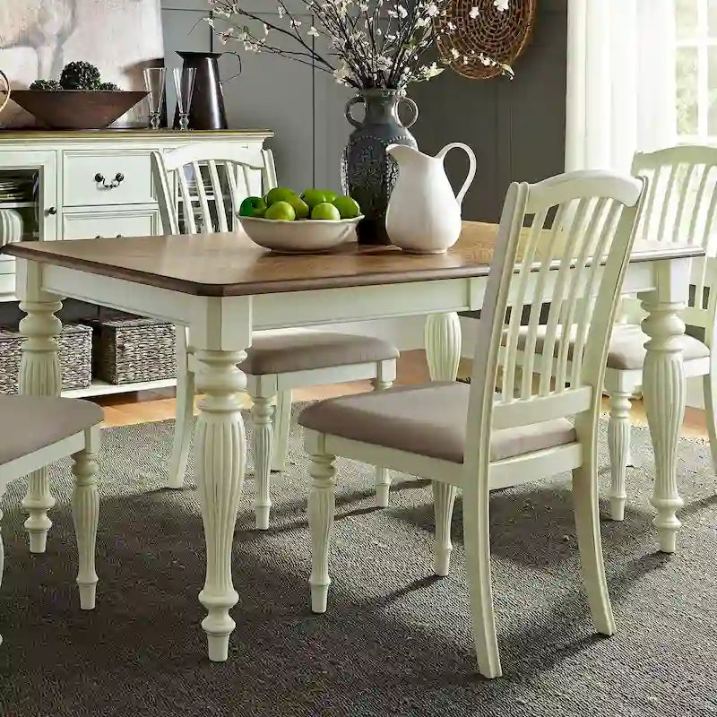 Table rectangulaire en Noyer muscade et Blanc