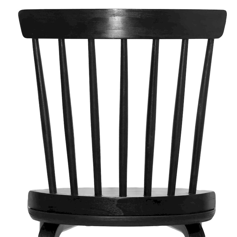 Chaise de salle à manger à dossier fuseau avec pieds en bois courbé, noir
