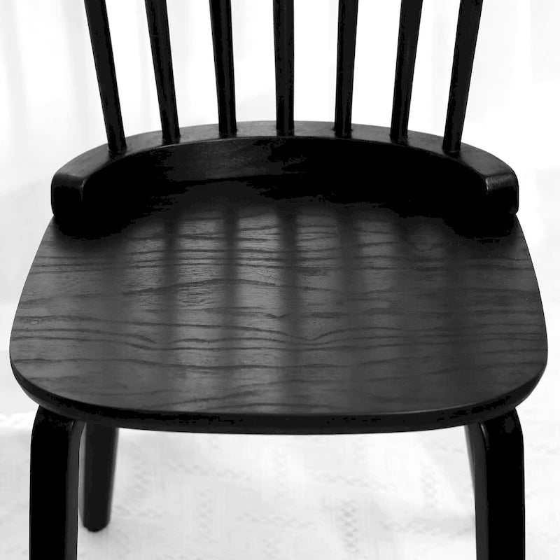 Chaise de salle à manger à dossier fuseau avec pieds en bois courbé, noir