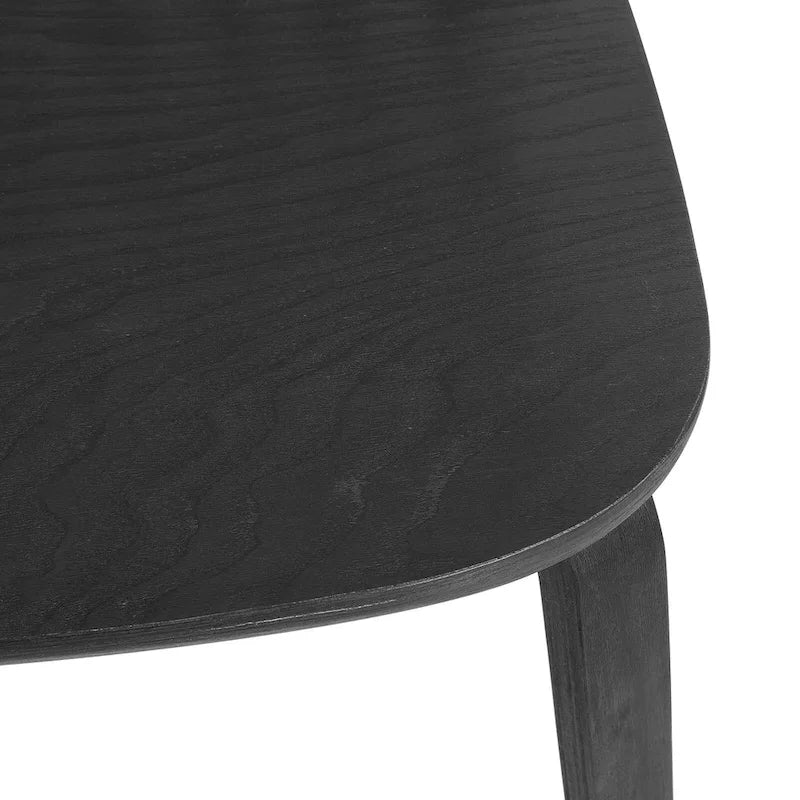 Chaise de salle à manger à dossier fuseau avec pieds en bois courbé, noir