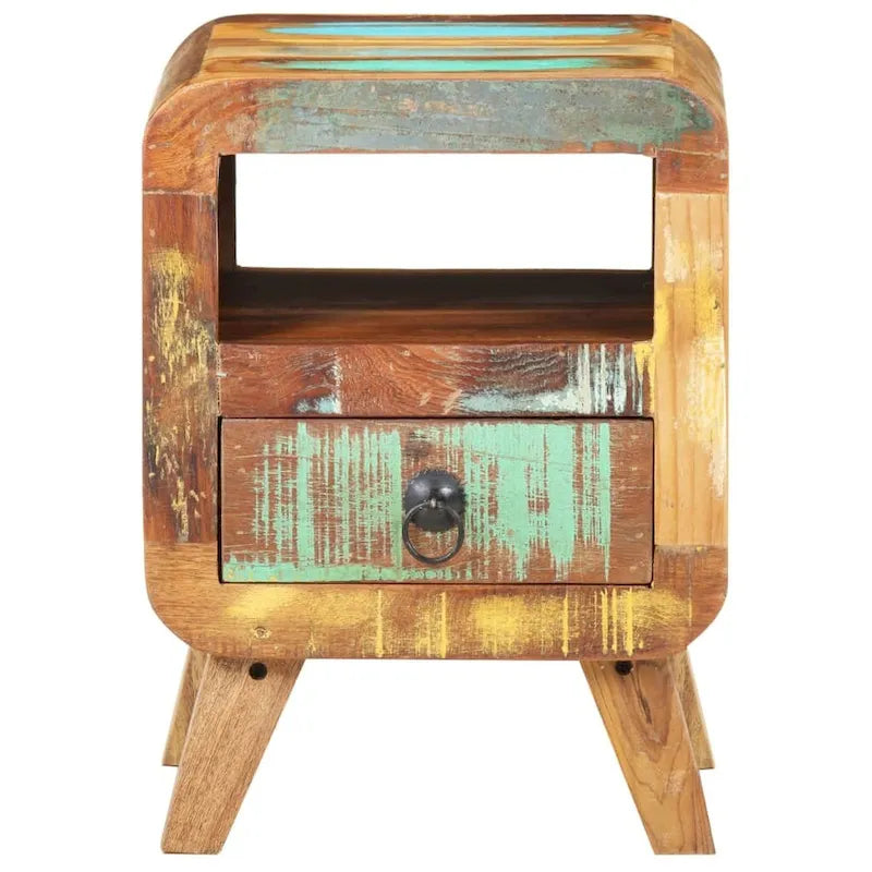 Table de chevet en bois massif avec tiroir - 30 x 30 x 41 cm