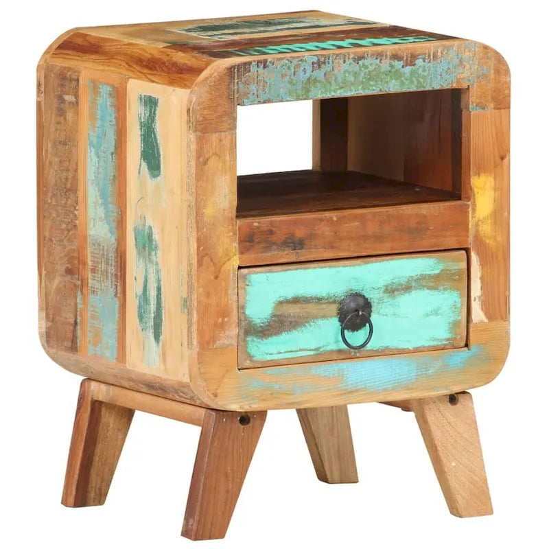 Table de chevet en bois massif avec tiroir - 30 x 30 x 41 cm
