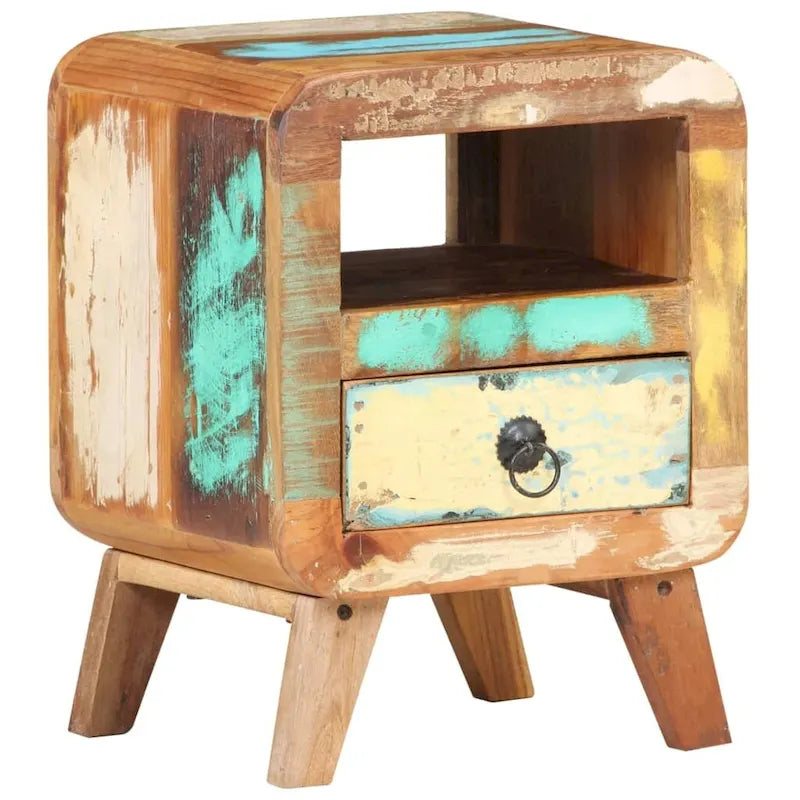 Table de chevet en bois massif avec tiroir - 30 x 30 x 41 cm