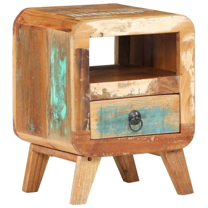 Table de chevet en bois massif avec tiroir - 30 x 30 x 41 cm