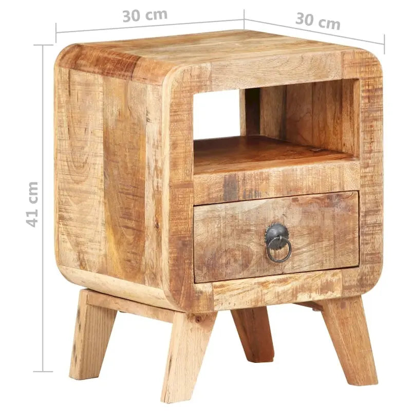 Table de chevet en bois massif avec tiroir - 30 x 30 x 41 cm