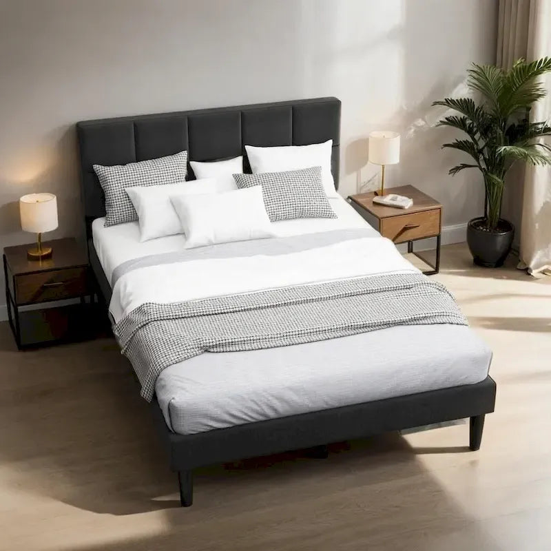 Lit plateforme de style rustique en bois