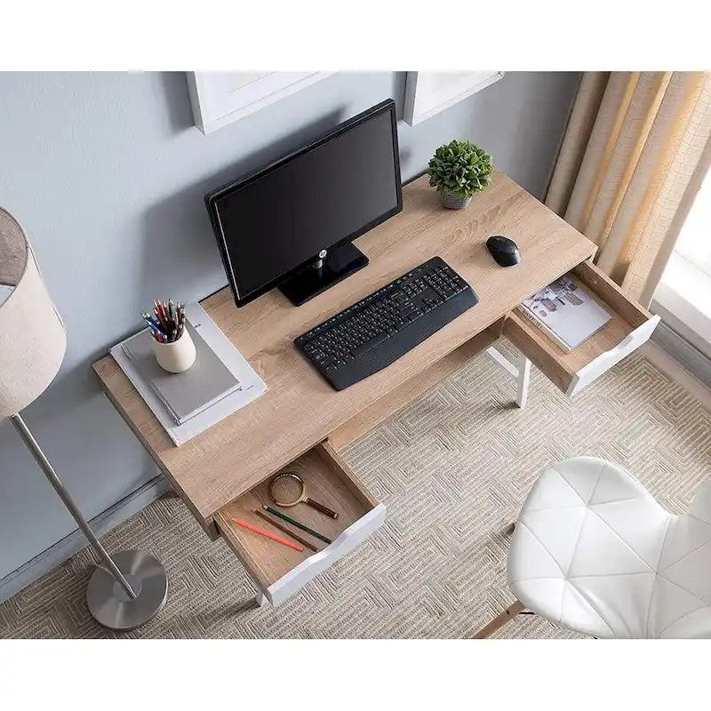 Bureau de travail à domicile avec tiroirs et rangement