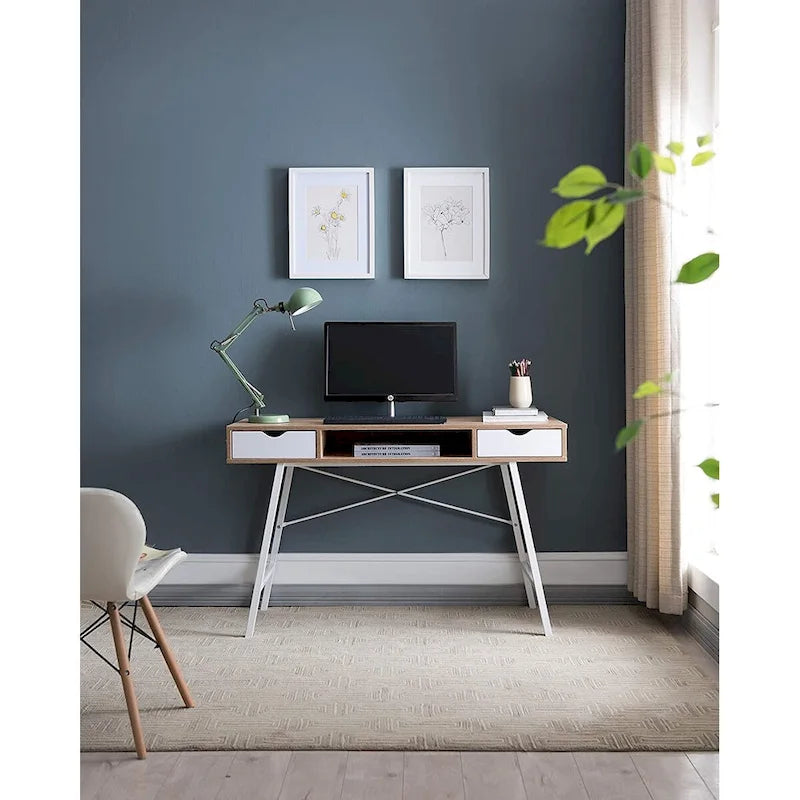 Bureau de travail à domicile avec tiroirs et rangement