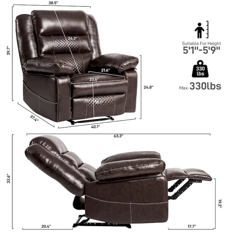 Fauteuil inclinable de massage en cuir respirant