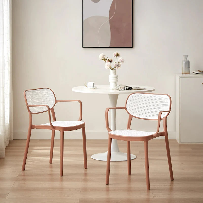 Art Leon Set of 2 Modern Stackable Indoor or Outdoor Dining Chair