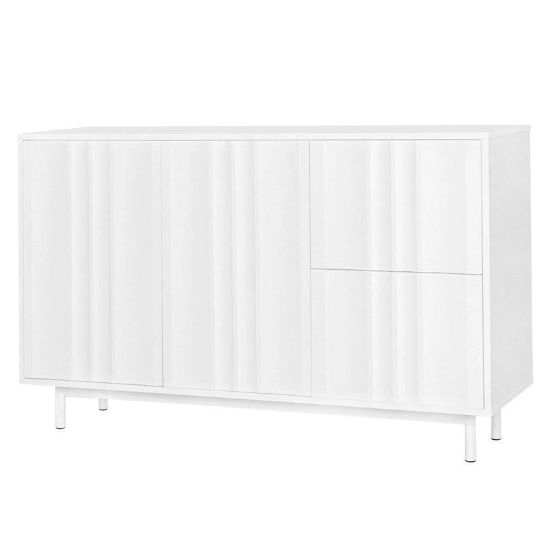 Meuble de rangement à motif ondulé avec 2 portes et 2 tiroirs