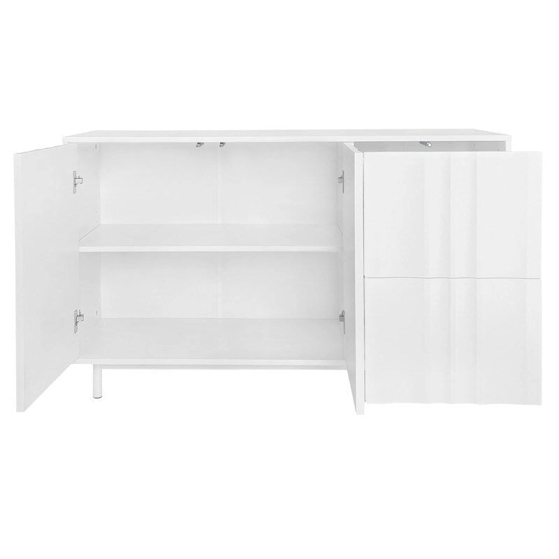 Meuble de rangement à motif ondulé avec 2 portes et 2 tiroirs