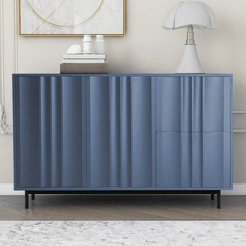 Meuble de rangement à motif ondulé avec 2 portes et 2 tiroirs