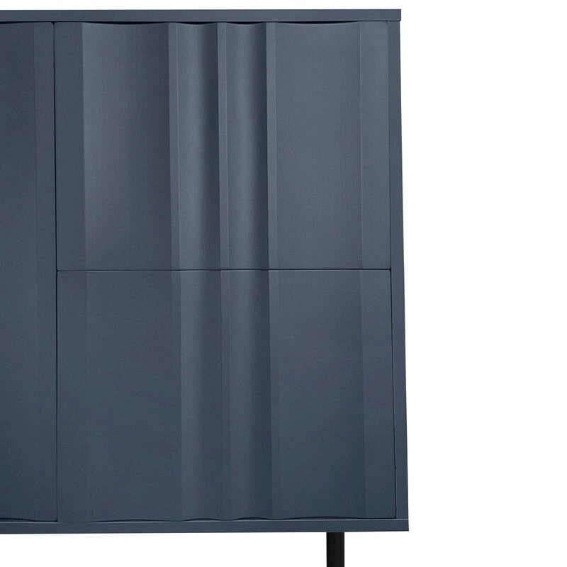 Meuble de rangement à motif ondulé avec 2 portes et 2 tiroirs