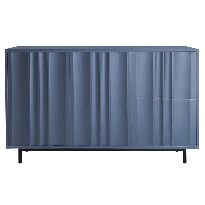 Meuble de rangement à motif ondulé avec 2 portes et 2 tiroirs