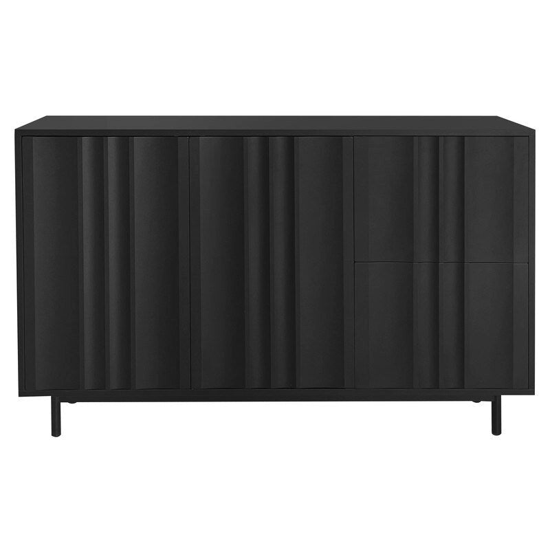 Meuble de rangement à motif ondulé avec 2 portes et 2 tiroirs