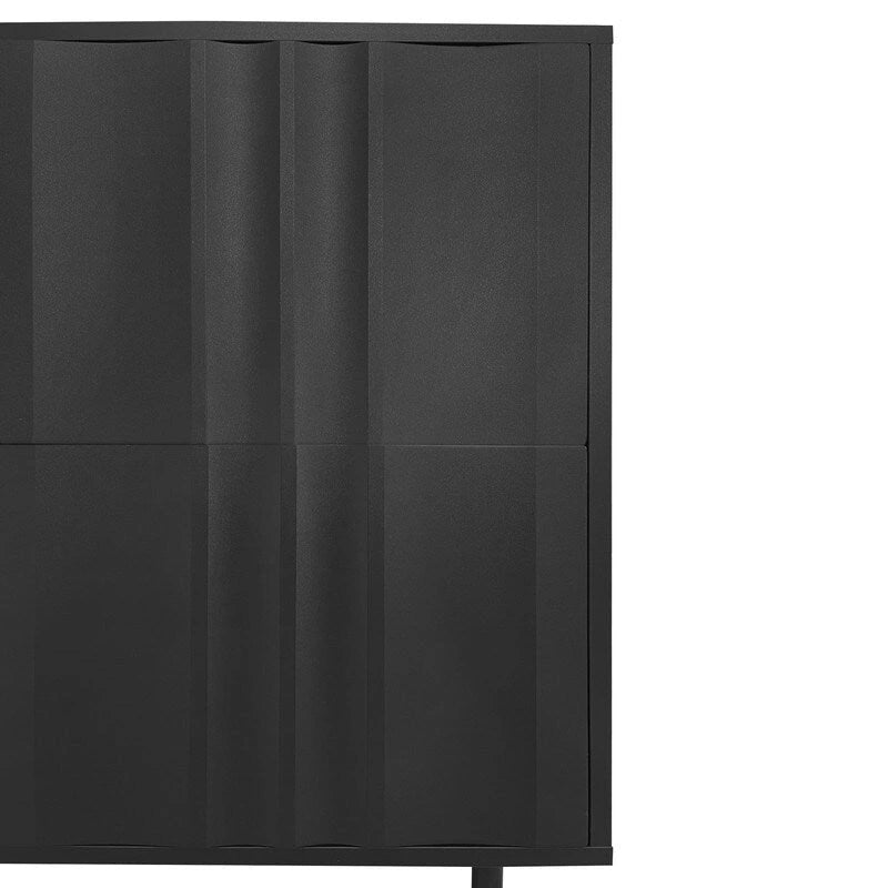 Meuble de rangement à motif ondulé avec 2 portes et 2 tiroirs