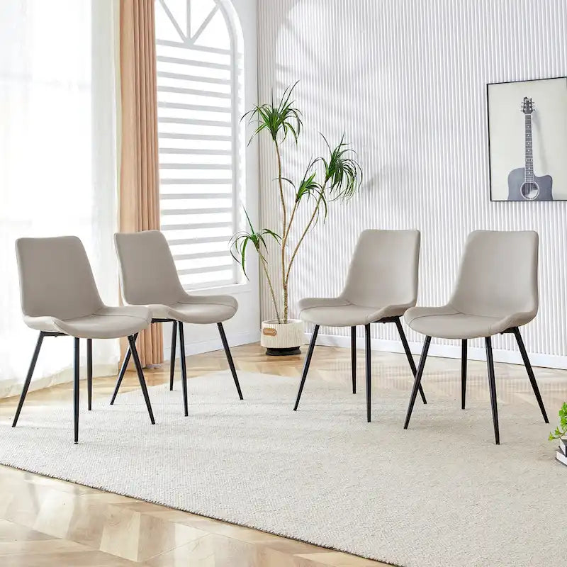 Chaise de salle à manger capitonnée avec pieds en métal
