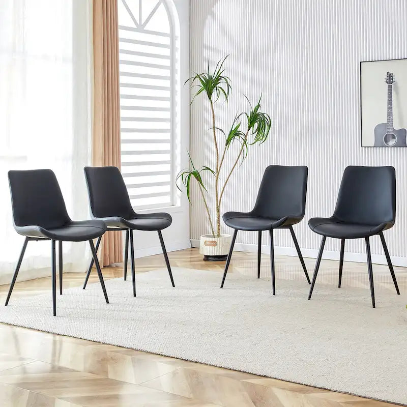 Chaise de salle à manger capitonnée avec pieds en métal