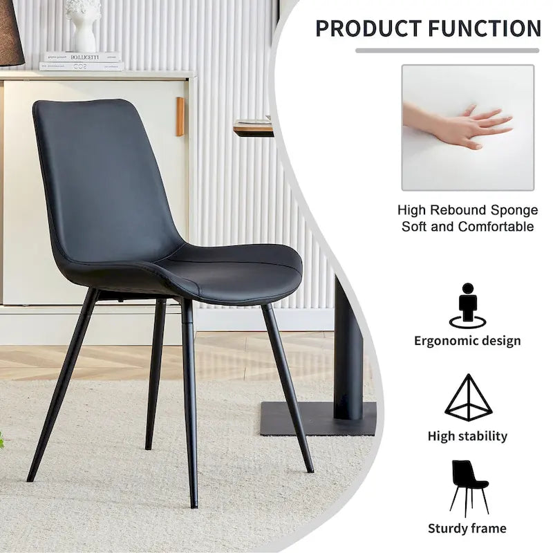 Chaise de salle à manger capitonnée avec pieds en métal