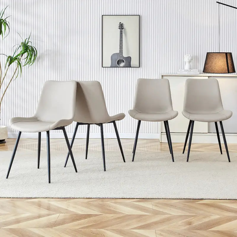 Chaise de salle à manger capitonnée avec pieds en métal