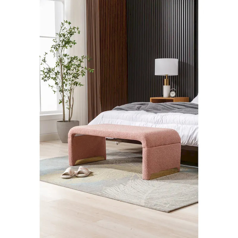 Banc avec pieds en métal doré