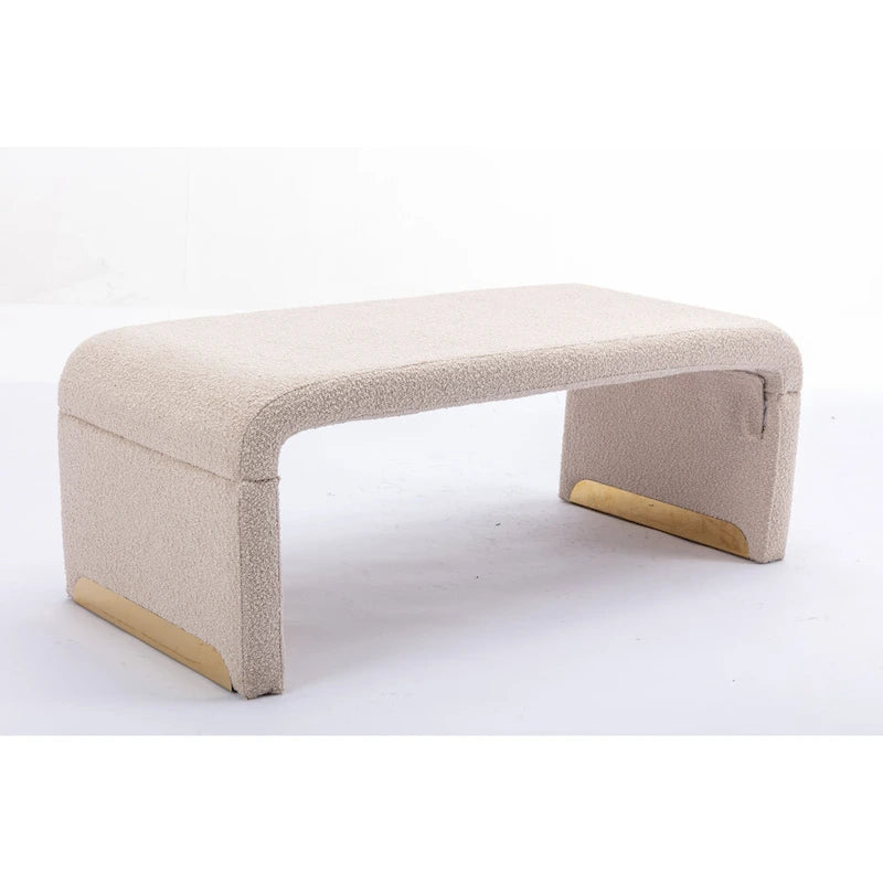 Banc avec pieds en métal doré