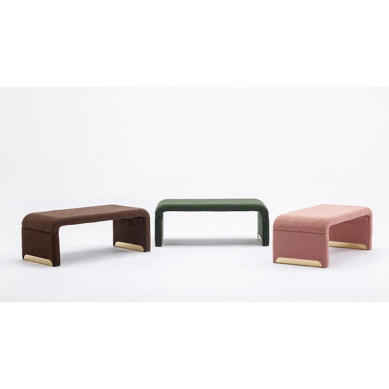 Banc avec pieds en métal doré