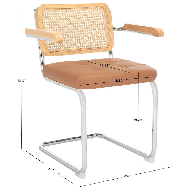 Fauteuil de salle à manger 19 pouces avec dossier en rotin et assise capitonnée - 26Lx22Px34H