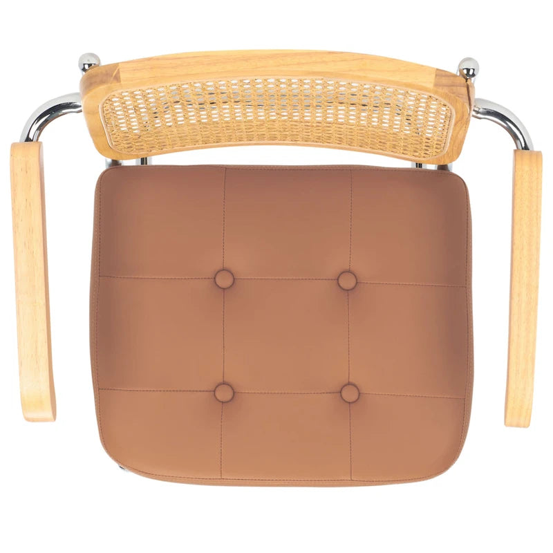 Fauteuil de salle à manger 19 pouces avec dossier en rotin et assise capitonnée - 26Lx22Px34H