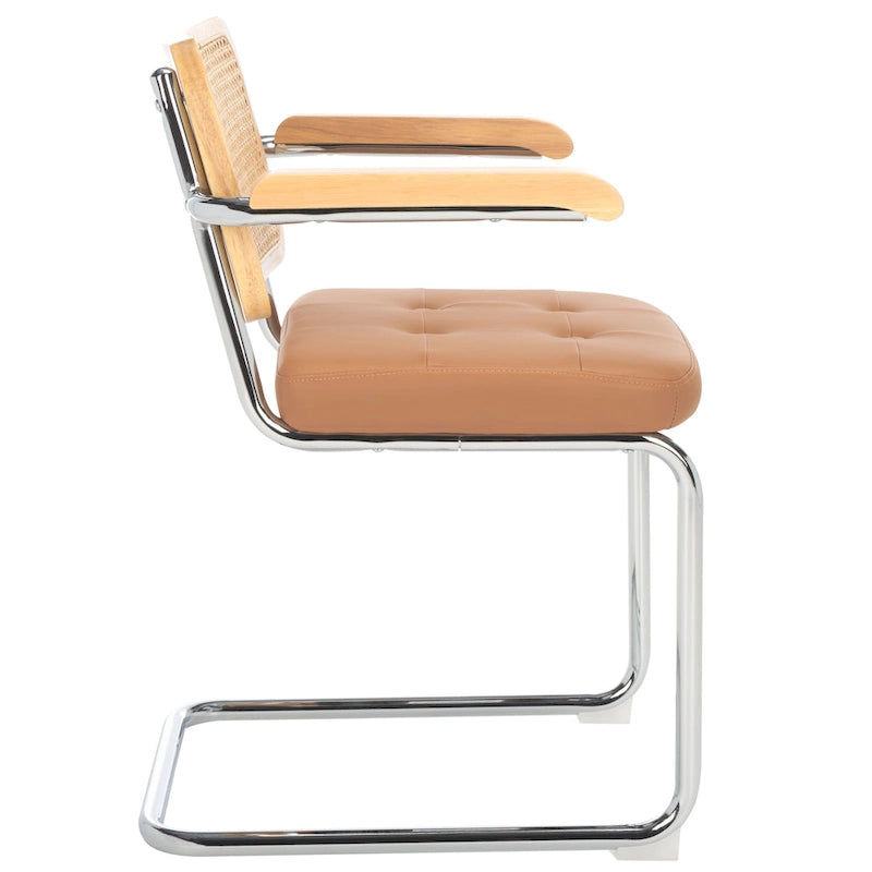 Fauteuil de salle à manger 19 pouces avec dossier en rotin et assise capitonnée - 26Lx22Px34H
