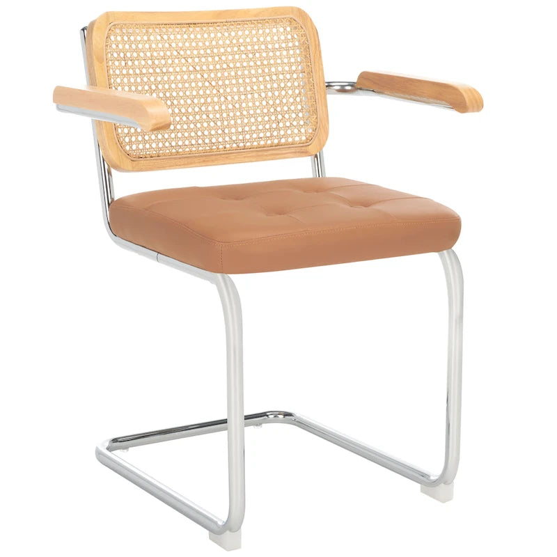 Fauteuil de salle à manger 19 pouces avec dossier en rotin et assise capitonnée - 26Lx22Px34H