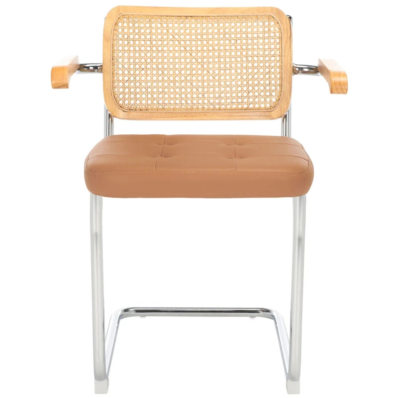 Fauteuil de salle à manger 19 pouces avec dossier en rotin et assise capitonnée - 26Lx22Px34H