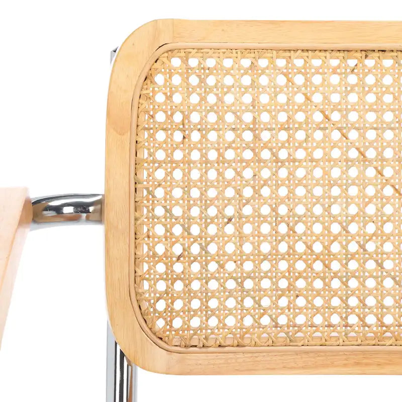 Fauteuil de salle à manger 19 pouces avec dossier en rotin et assise capitonnée - 26Lx22Px34H